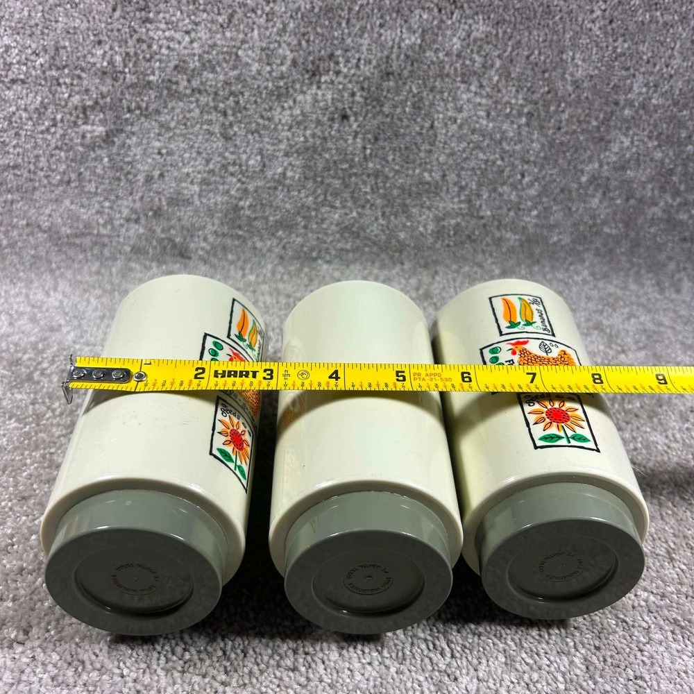 Loma Industries Tumbler Cups Cream Farmhouse Hen Sunflower Vintage Set of 3 5in - Picture 5 of 7